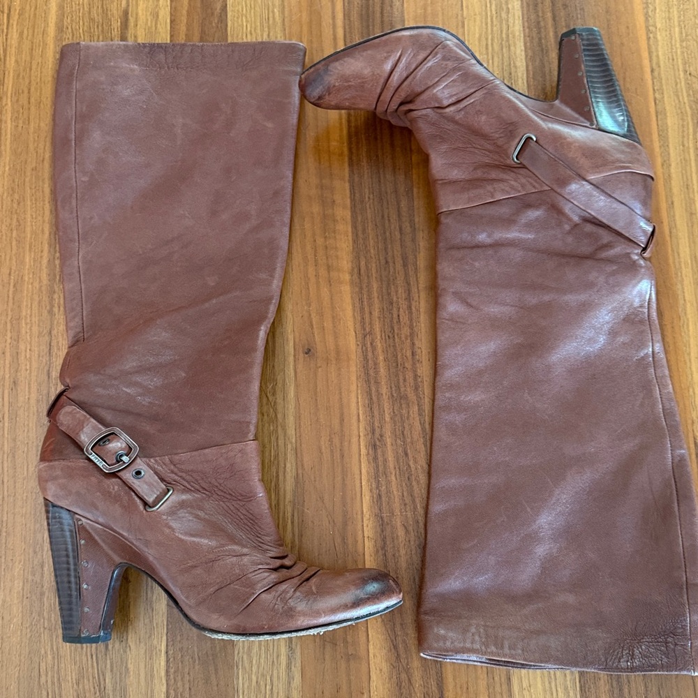 Brown Leather Knee-High Boots